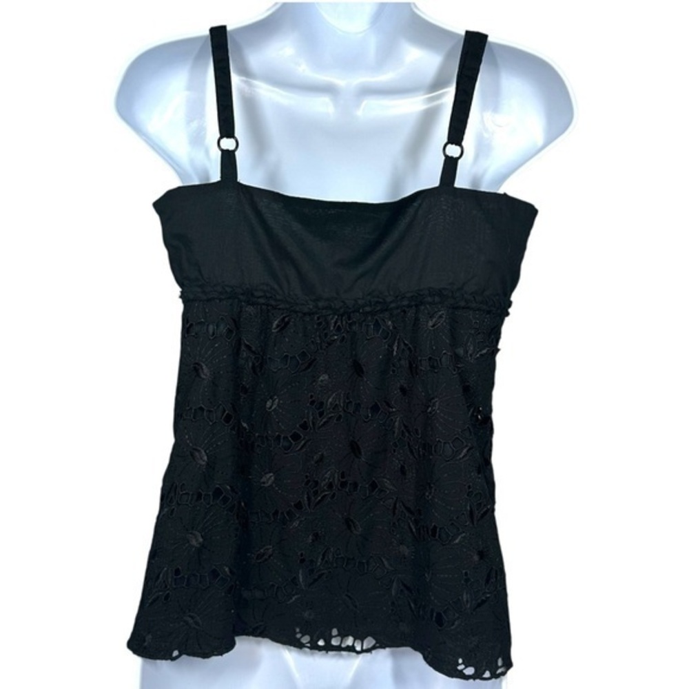 Old Navy Womens Babydoll Crochet Black Tank Top Size Small Y2K Cottage Boho NWOT - Picture 2 of 12